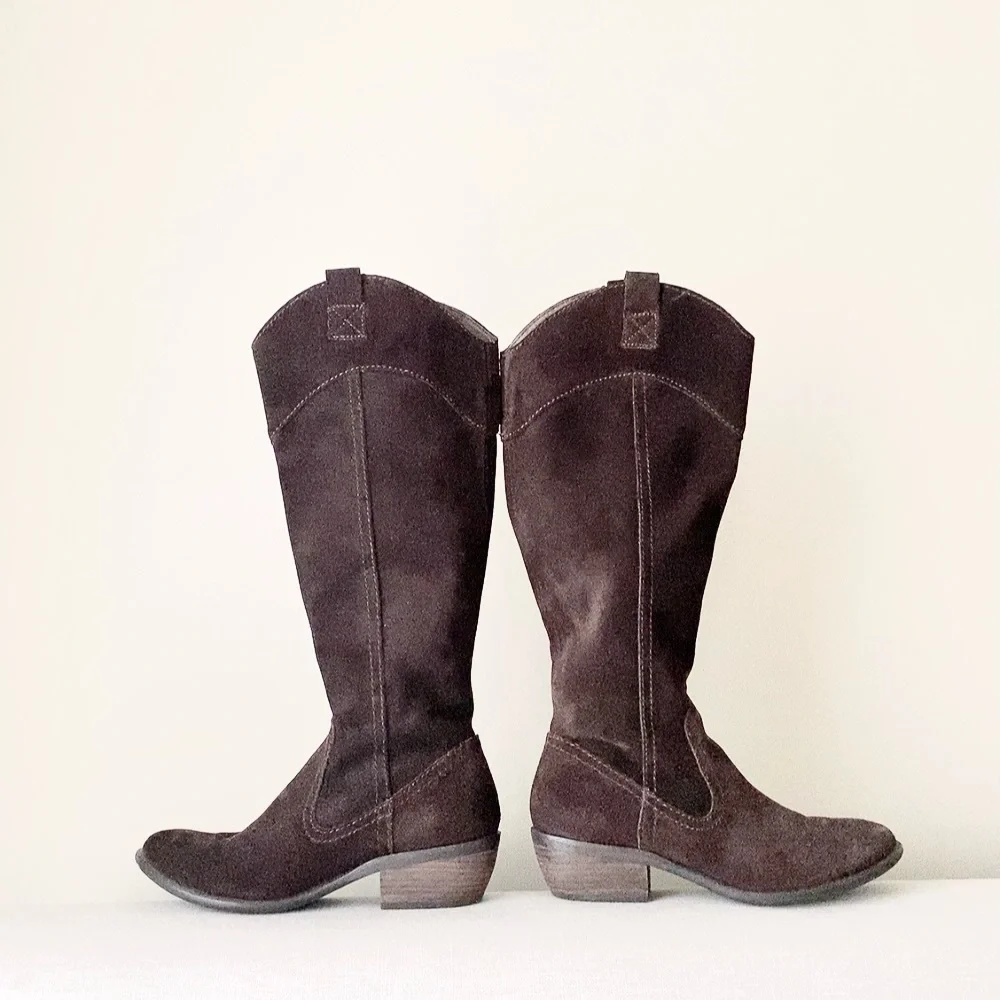 Vintage dark Brown Suede Cowboy Boots – Size 7.5 - Picture 4 of 5